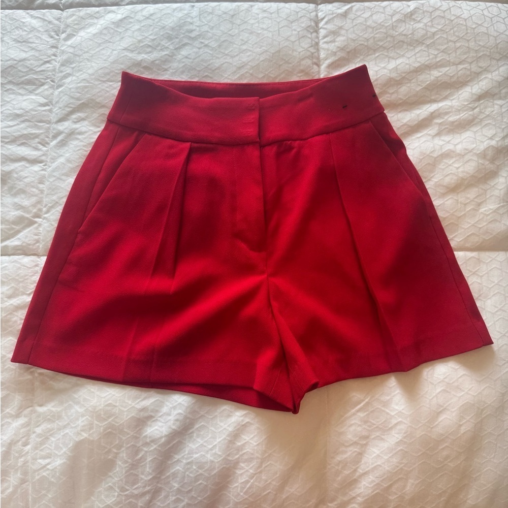 Express Red Super High Rise Stylist Tailored Shorts